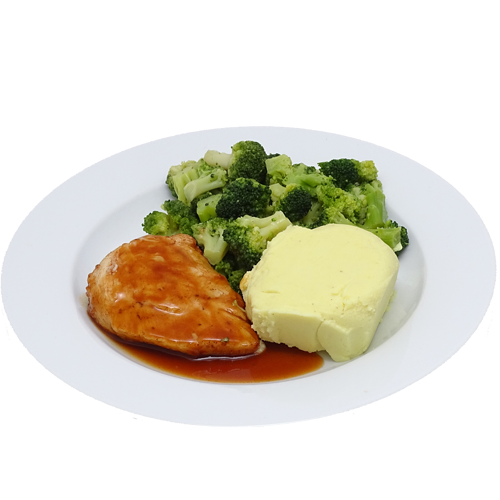 Varkenshaas Pepersaus Broccoli met saus Aardappelen gekookt